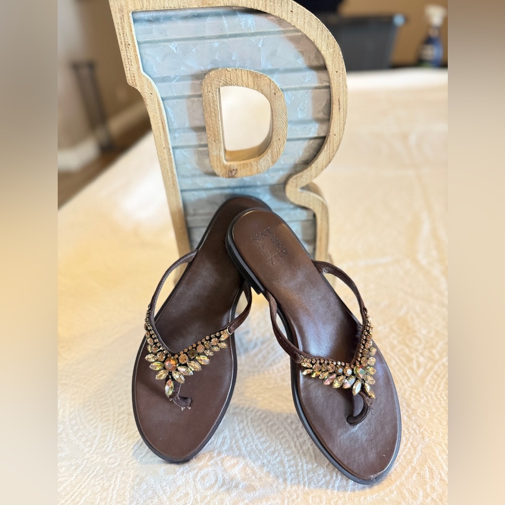 Naturalizer Brown Sandals with Jewel Accents